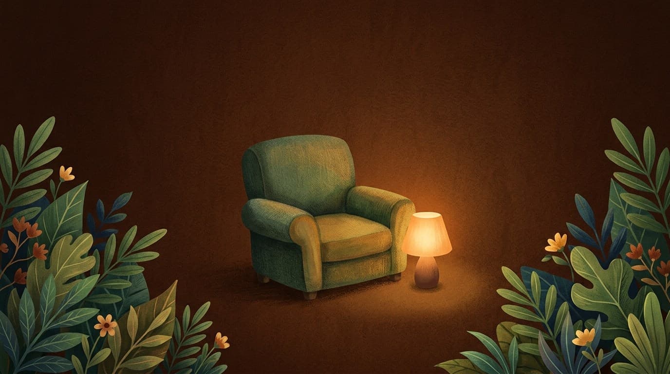 Cosy botanical banner illustrating how to set up a calm down corner at home