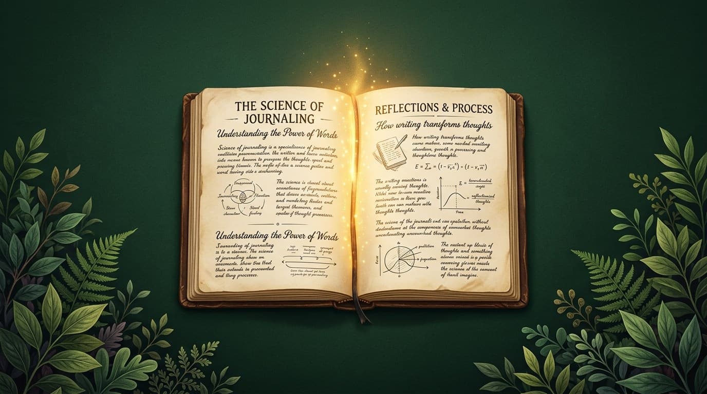 Botanical banner illustrating the science of journaling and why writing things down changes them