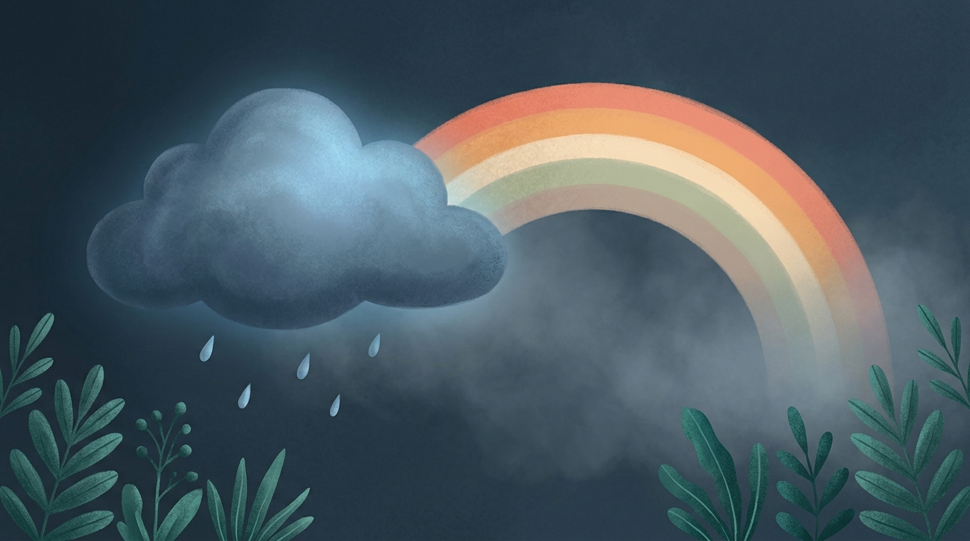 Warm botanical illustration representing the storm and calm of big emotions in children